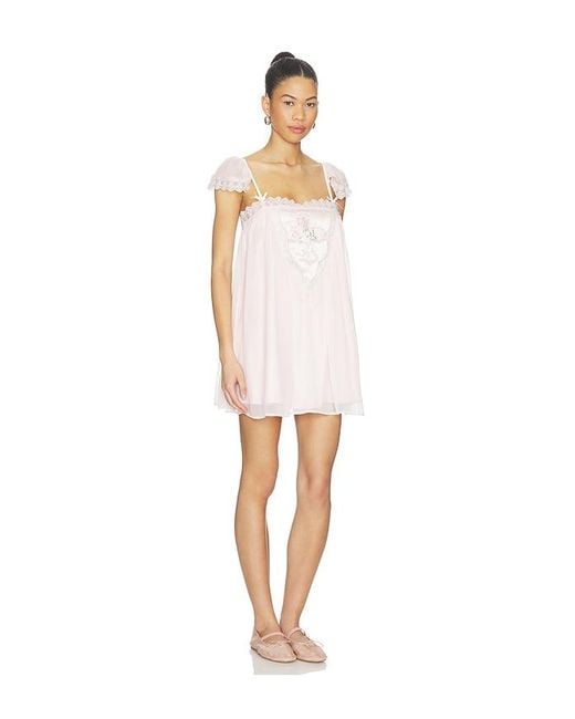 For Love & Lemons White Rae Rose Mini Dress