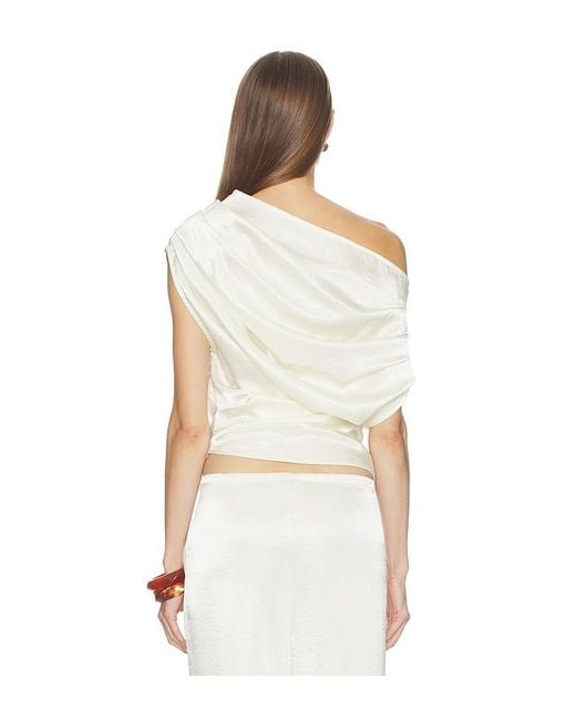 SNDY'S White Dove One Shoulder Top