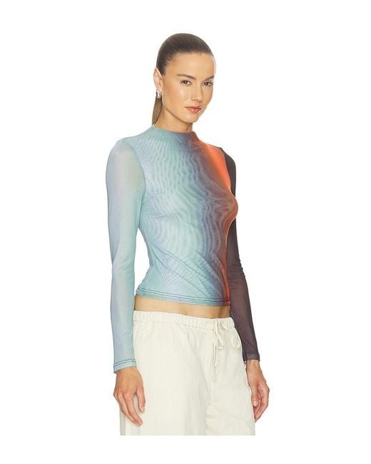 ROAME. Blue Evie Mesh Long Sleeve Top
