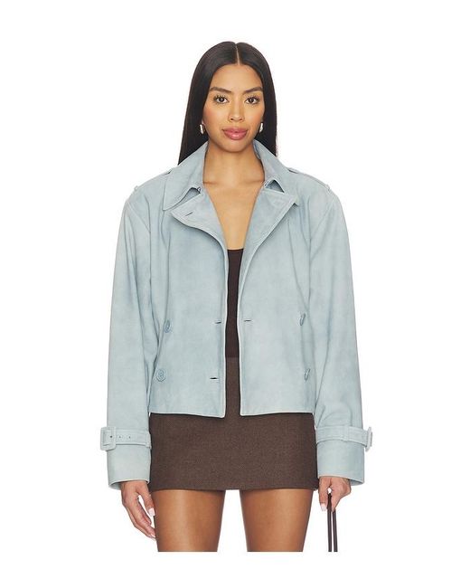 Lamarque Blue Dhana Cropped Trench Coat
