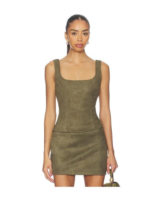 superdown Green Patsie Faux Suede Top
