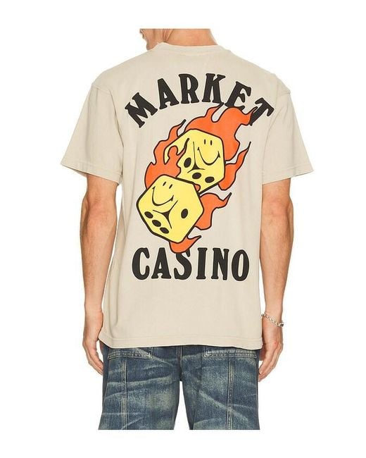 Market Blue Flaming Dice T-Shirt for men