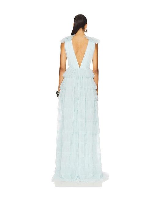 SAU LEE Blue Sabrina Gown