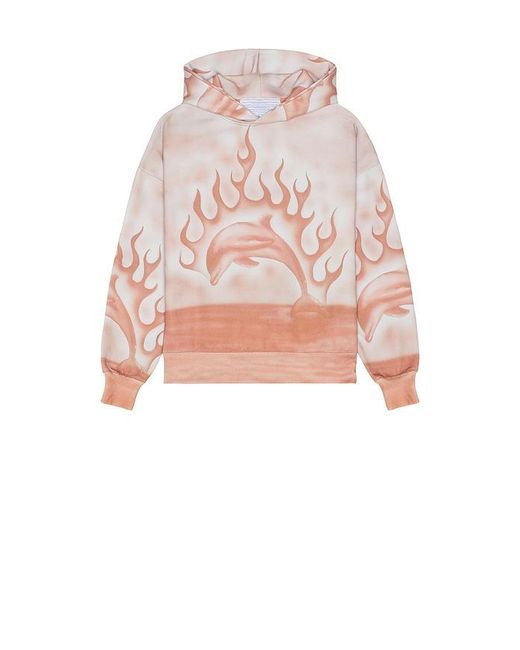 JUNGLES Pink Flaming Dolphin Airbrush Hoodie for men