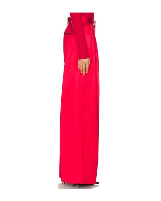 Polo Ralph Lauren Red Pleated Satin Wide Leg Pant