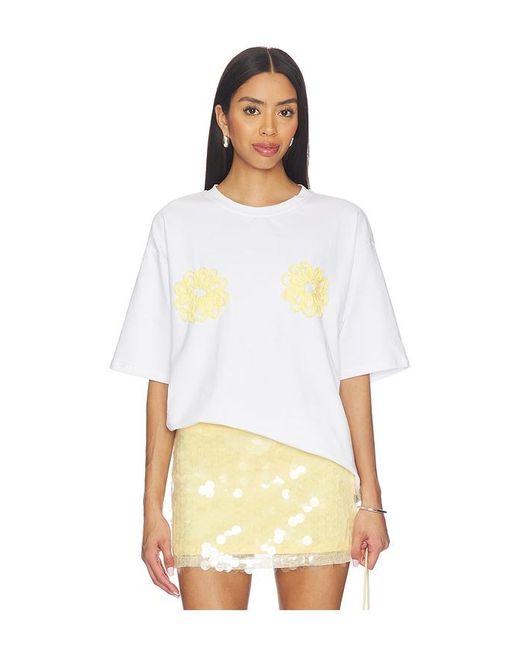 SNDY'S White Mai Tai Cord Floral Tee