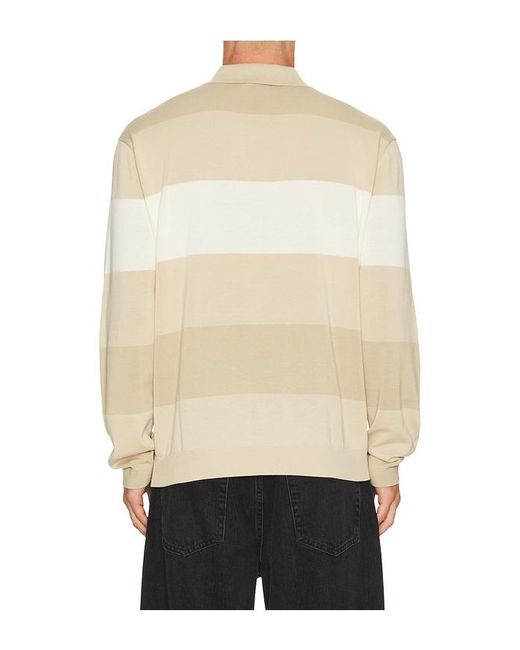 Khalhon Natural Coastal Stripe Knit Polo Jacket for men