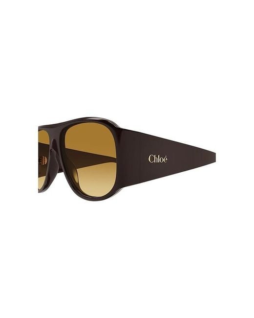 Chloé Brown Oversized Aviator Sunglasses