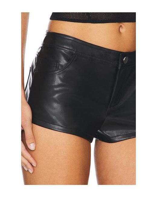 superdown Black Gianna Faux Leather Shorts