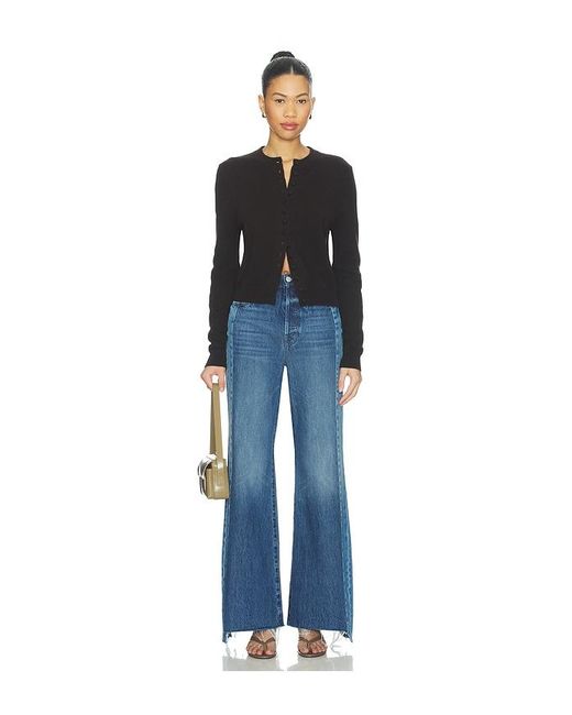 Mother Blue The Tux Sidestepper Sneak Fray Jeans