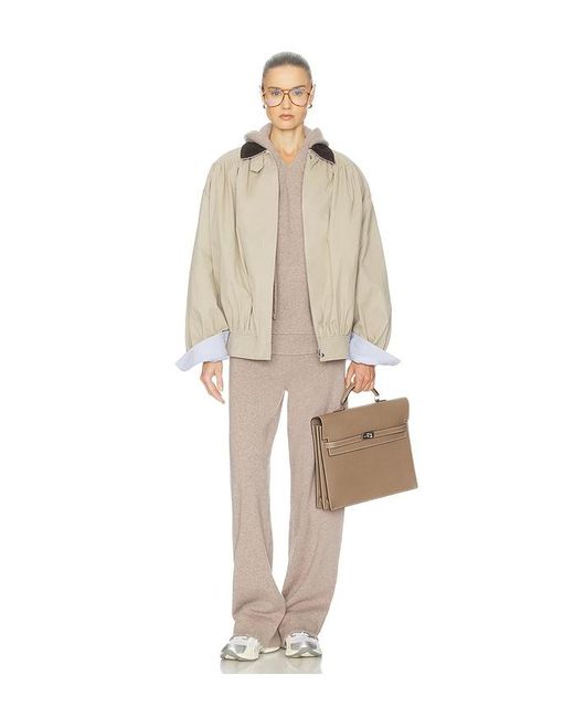 Helsa Natural The Shirred Bomber Jacket With Corduroy Collar
