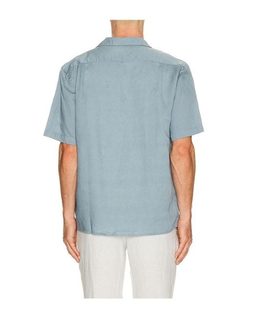 Onia Blue Air Linen Convertible Vacation Shirt for men