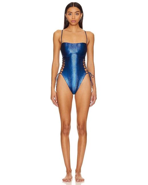 Luli Fama Blue Midnight Waves Laced Up One Piece