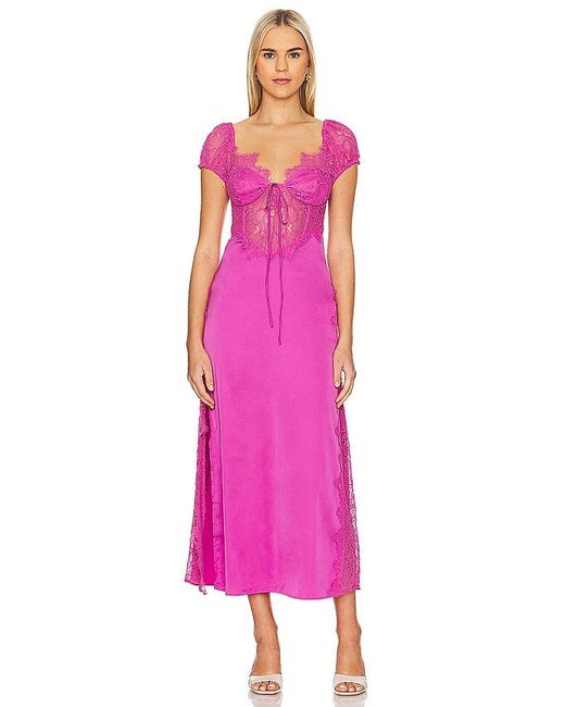 For Love & Lemons Pink Casey Maxi Dress