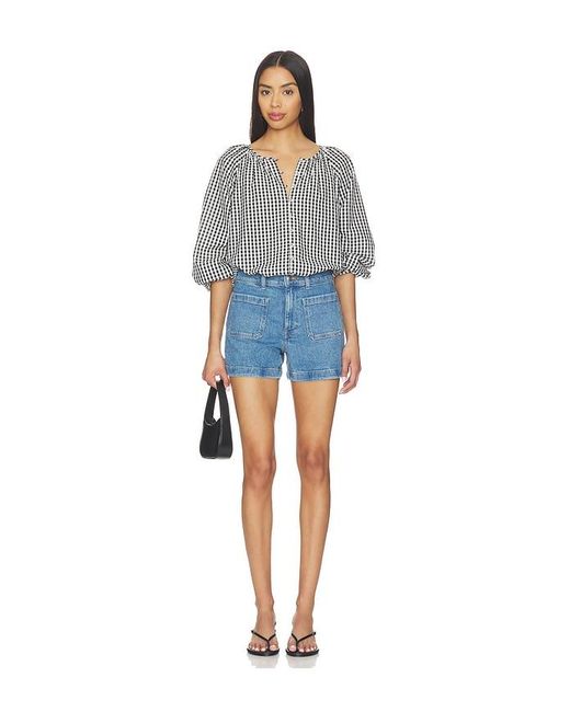 Sanctuary Blue Perfect Gingham Button Blouse Top