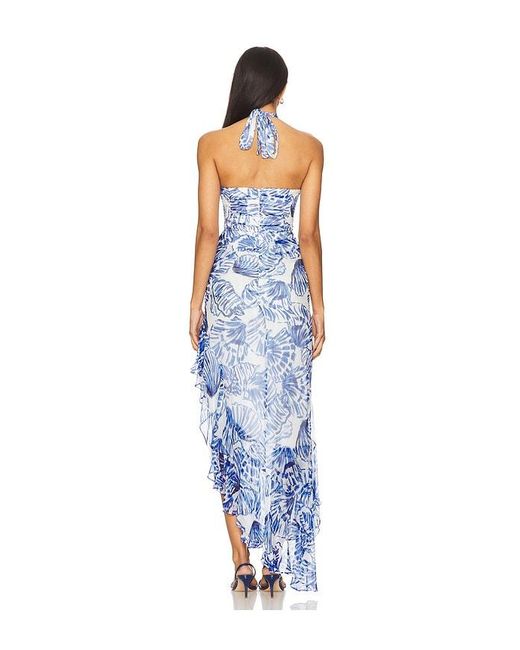 Amanda Uprichard Blue Marabou Dress