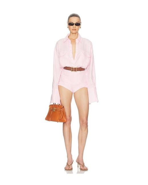Helsa Pink Washed Linen Shirt