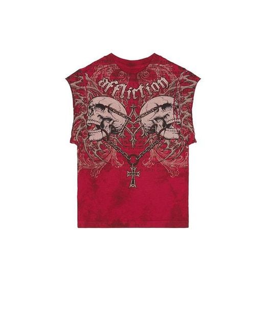Affliction Red Collapse Muscle Tee for men