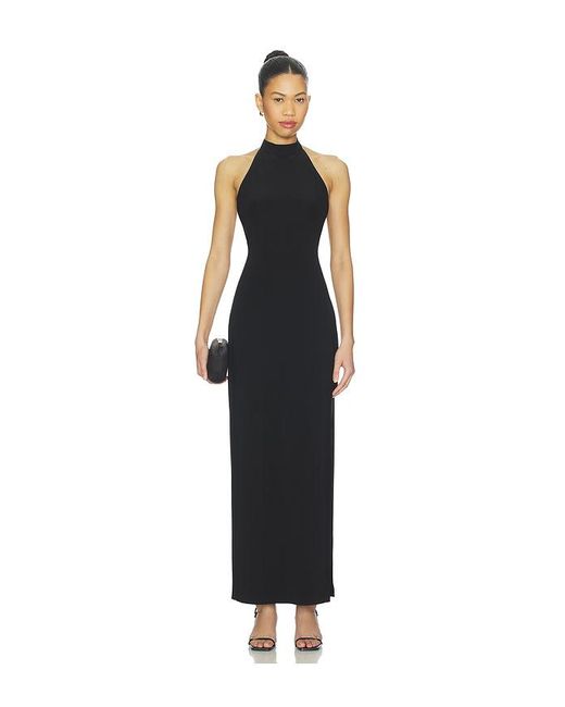 ワ―トレ写真集　未使用　米国製 Norma Kamali レディース ブラック Halter Long With Side Slit ドレス