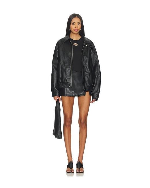 superdown Black Miley Faux Leather Skort