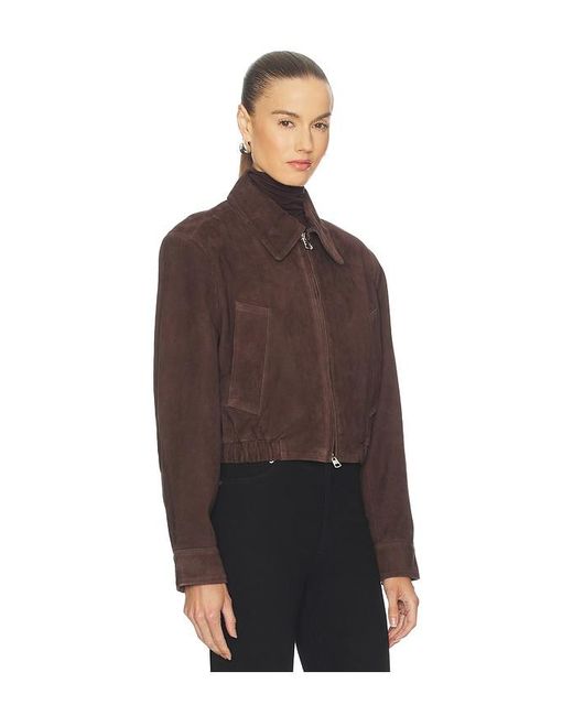 Agolde Brown Nahlia Cropped Suede Jacket