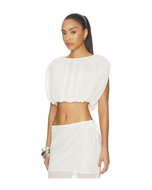 SNDY'S White Mara Gathered Top