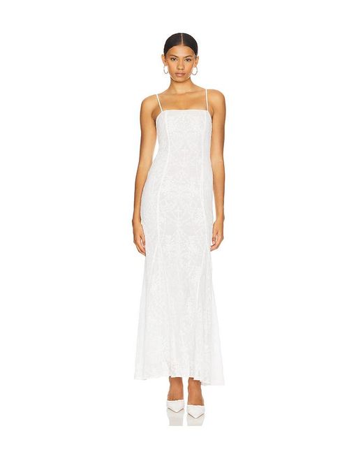 LOBA White Kleid Caesarea Embroidered Maxi