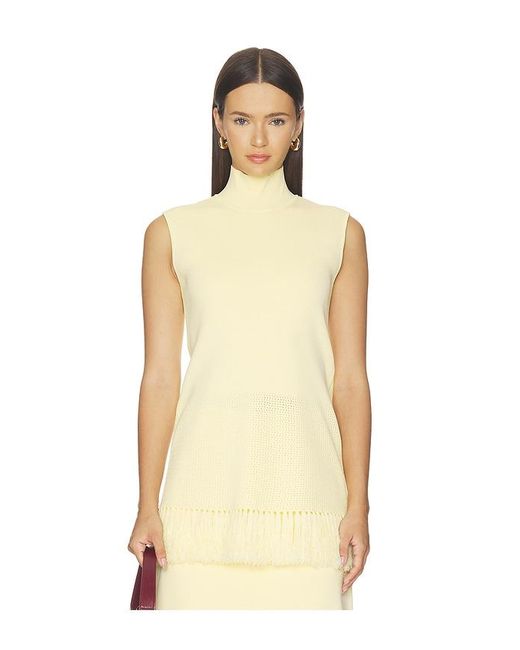 Clea Natural Tiama Fringe Hem Knit Top