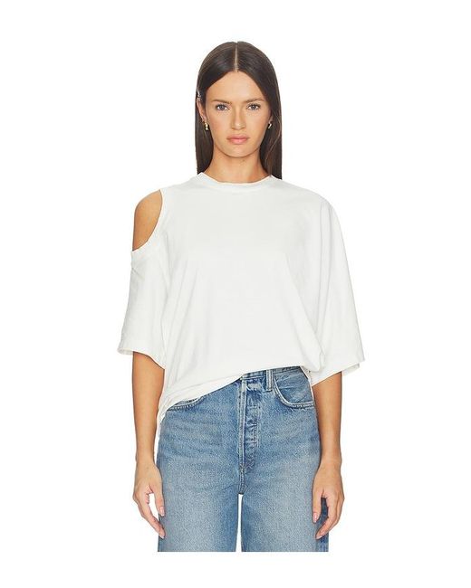 Agolde White Shoulder Cut Out T-Shirt