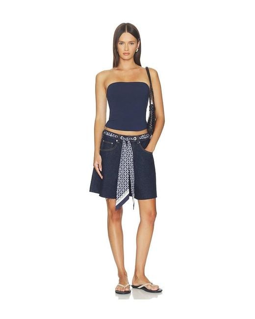 SER.O.YA Blue Sabrina Boyfriend Shorts With Scarf