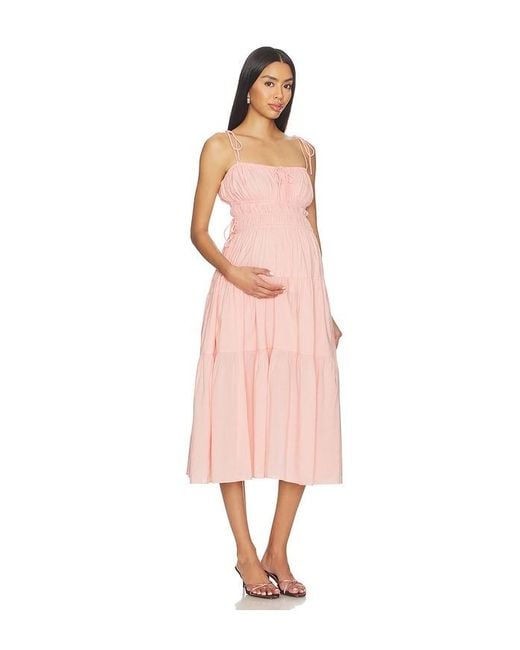 BUMPSUIT Multicolor Shirred Midi Poplin Dress