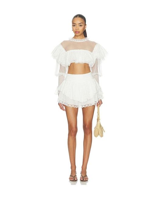 For Love & Lemons White Beckbeckett Ett Mini Skirt