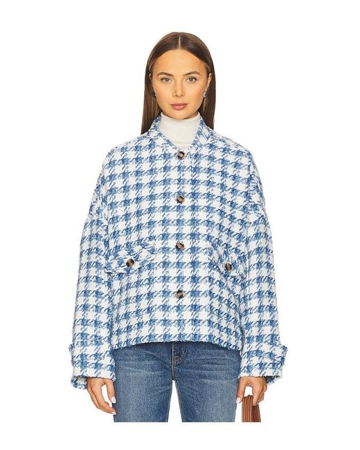 Favorite Daughter The Bridget Crop Denim and Shearling Jacket- Concord Blue