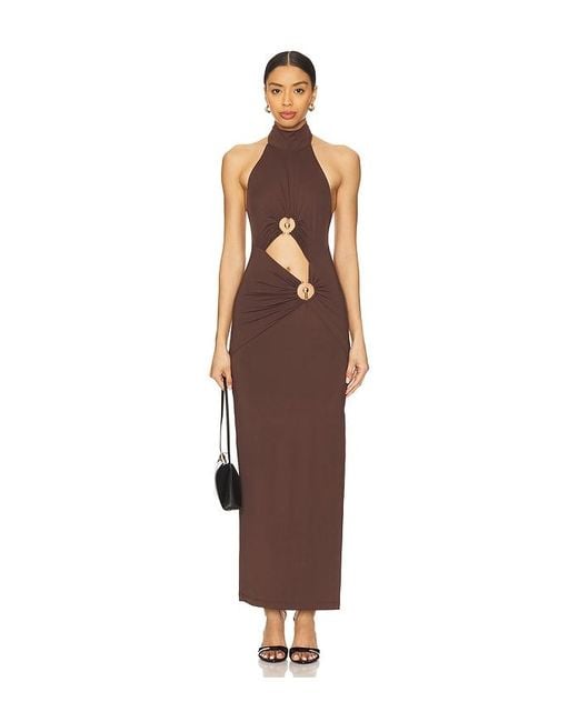Bardot Neve Collar Maxi Dress Brown