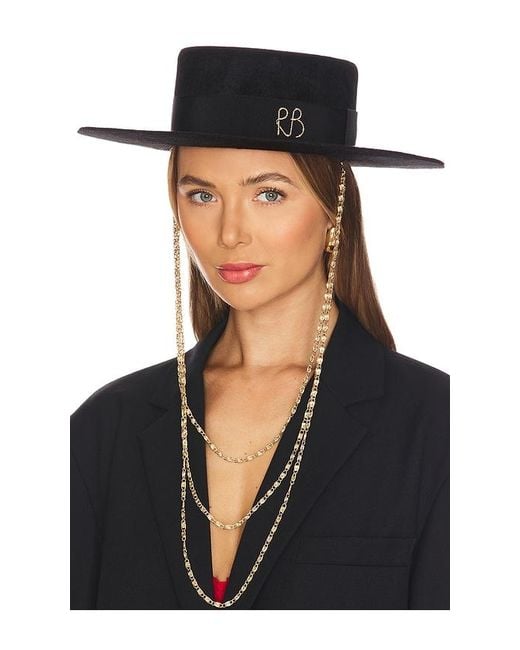 Ruslan Baginskiy Black Monogram-Embellished Canotier Hat