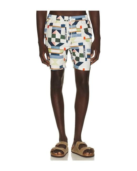 Scotch & Soda Black Printed Mid Length Swim Shorts for men