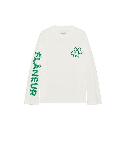 flâneur White Flower Doodle Long Sleeve T-Shirt for men