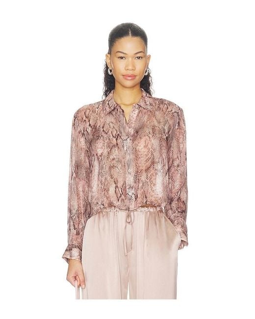 L'Agence Pink 'Agence Cosette Crop Hi Low Shirt