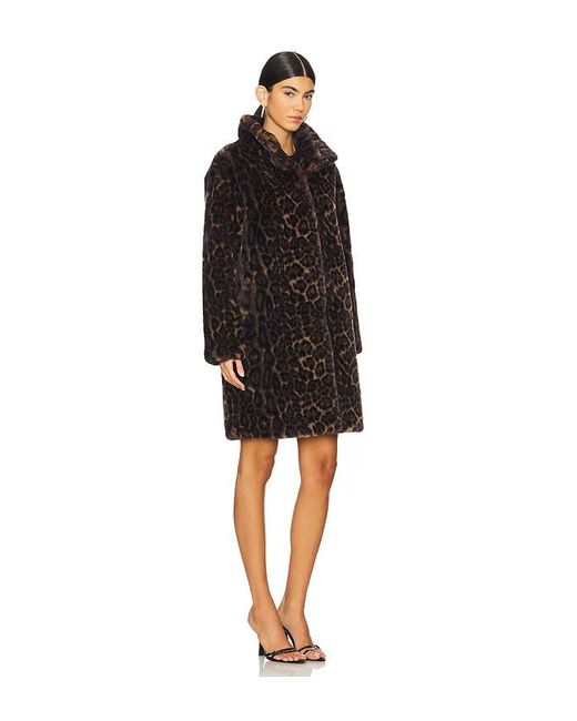 Apparis Black Blair Leopard Mid Length Coat