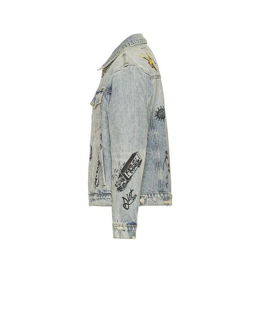 DIET STARTS MONDAY Blue Doodle Trucker Jacket for men