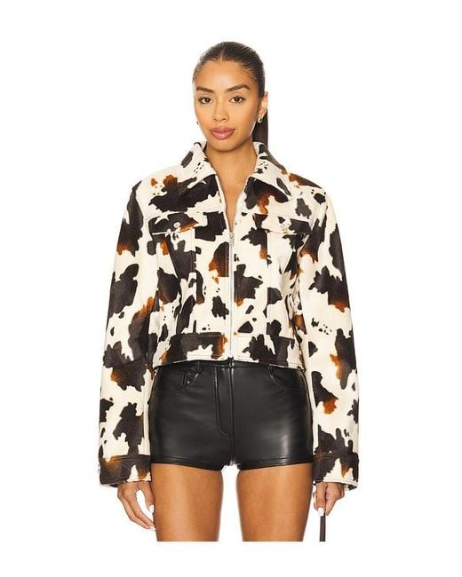 superdown Black Leah Cow Print Jacket