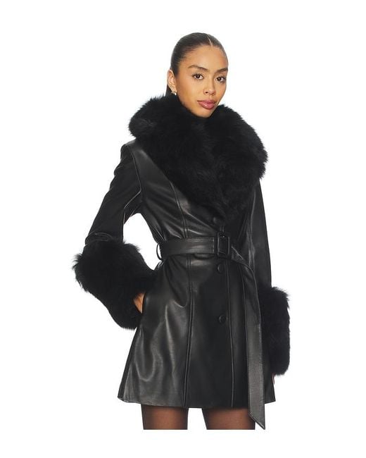 Susanna Chow Black Roxy Leather Coat