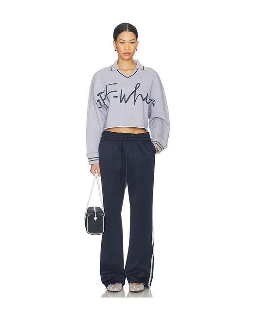 Off-White c/o Virgil Abloh Blue Script Polo Sweatshirt