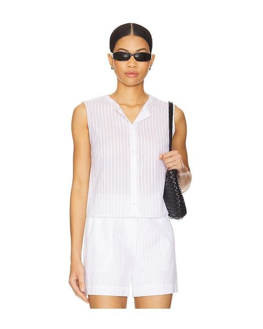 Theory 袖なしボタンダウントップ White