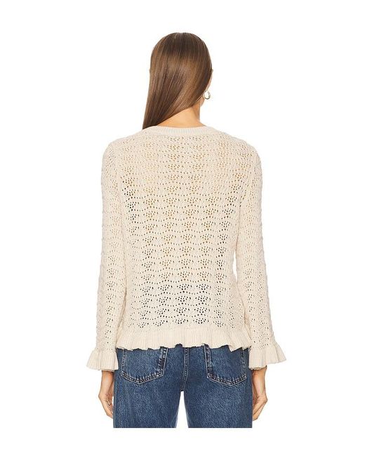 Autumn Cashmere Blue Pointelle Ruffle Edge Crew Top