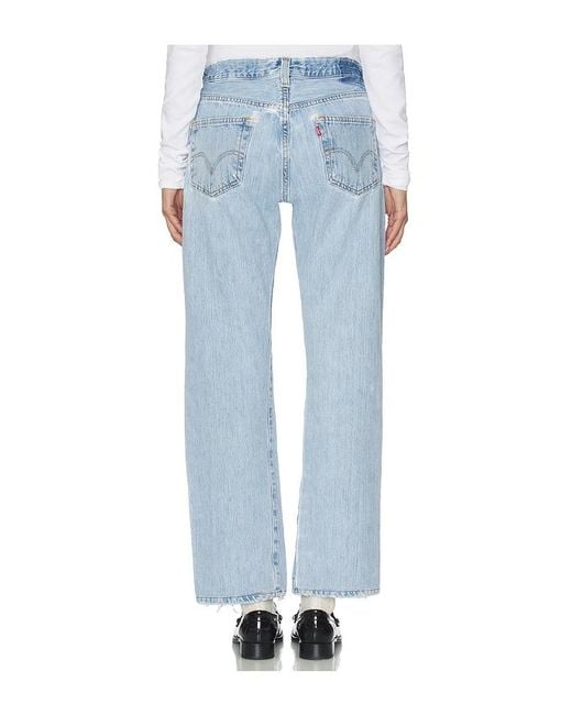 aligrace Blue Vintage Maternity Baggy Jeans