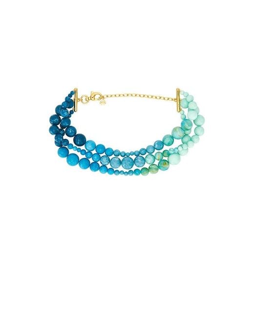 Lele Sadoughi Blue Riviera Diana Triple Row Necklace