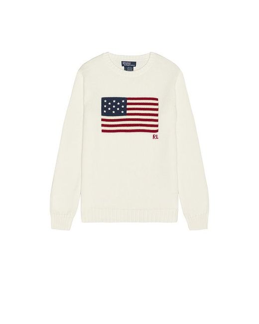 Polo Ralph Lauren Multicolor Long Sleeve Roving Cotton Usa Flag Crewneck Sweater for men