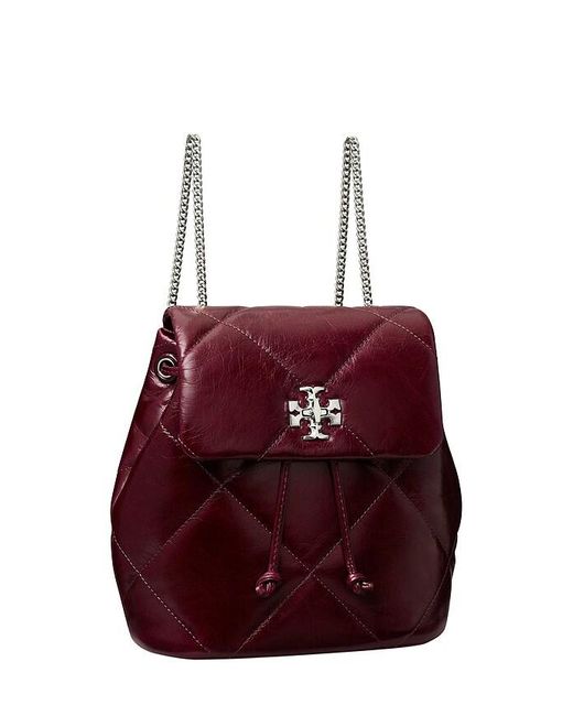 Tory Burch Red Kira Diamon Quilt Distressed Mini Backpack