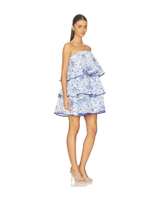 Elliatt Blue Elin Strapless Frilled Mini Dress